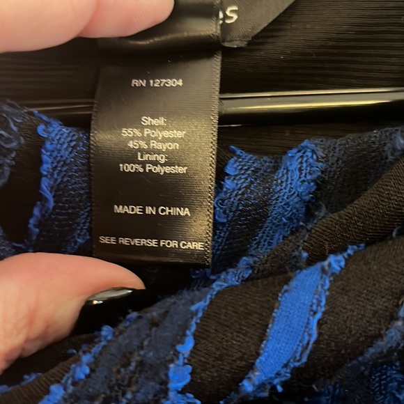 Gorgeous royal blue and black tunic with drape collar - Picture 4 of 6